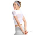 Camisa para correr deportiva de mangas curtas feminina